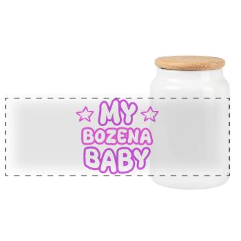Bozena as a given name - Panoramic Cookie Jar with Wooden Lid - white - Front
