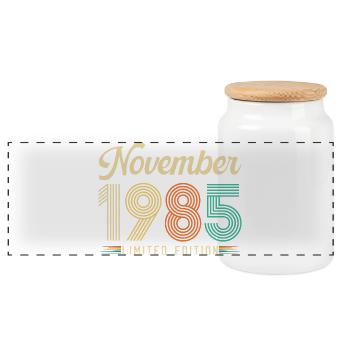 November 1985 Vintage Geburtstag Retro Geschenk - Panorama Keksdose mit Holzdeckel - Weiß - Vorne