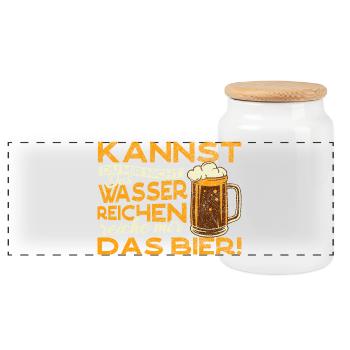Can't you hold a candle to me, beer humor - Panoramic Cookie Jar with Wooden Lid - white - Front