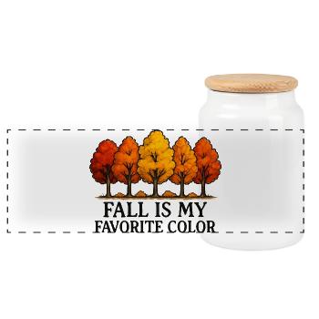 Autumn is my favorite color Autumn love - Panoramic Cookie Jar with Wooden Lid - white - Front