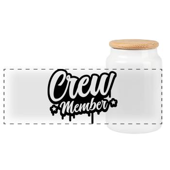 crew member - Panoramic Cookie Jar with Wooden Lid - white - Front