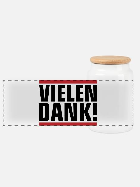 Vielen Dank Dankeschön - Panorama Keksdose mit Holzdeckel - Weiß