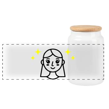 angel-radiant-face-beauty-self-loving - Panoramic Cookie Jar with Wooden Lid - white - Front