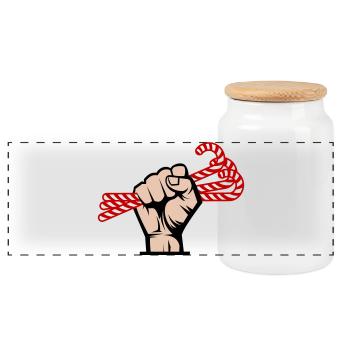 Je veux des bonbons, révolutionnaire, slogan et design en sucre - Boîte à biscuits avec couvercle en bois - blanc - Devant
