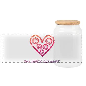 Gear Heart Circuitry - Panoramic Cookie Jar with Wooden Lid - white - Front