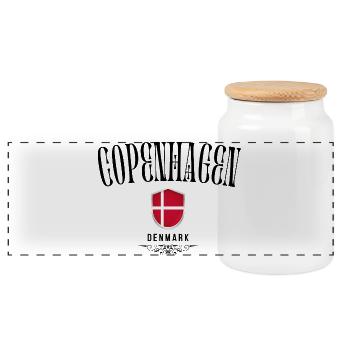 Souvenir Copenhagen, Copenhagen Denmark - Panoramic Cookie Jar with Wooden Lid - white - Front