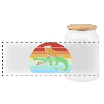Alles Gute zum Geburtstag Capybara Happy birthday - Panorama Keksdose mit Holzdeckel - Weiß - Vorne