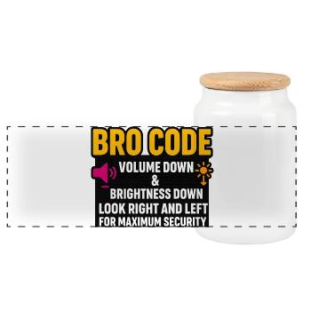 Code bro volume vers le bas Regarde à droite à gauche, drôle - Boîte à biscuits avec couvercle en bois - blanc - Devant