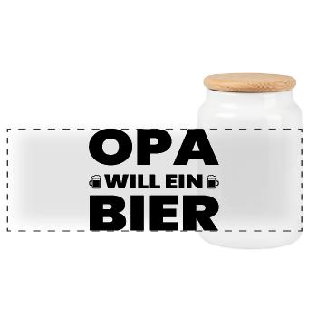 Bier - Panorama Keksdose mit Holzdeckel - Weiß - Vorne