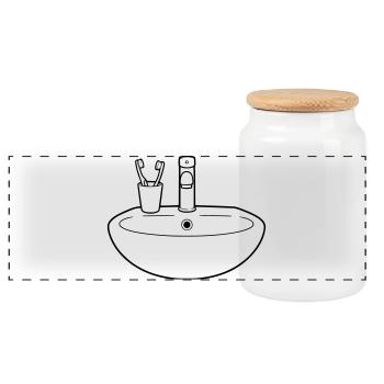 Vecteur de plomberie lavabo Salle de bain - Boîte à biscuits avec couvercle en bois - blanc - Devant