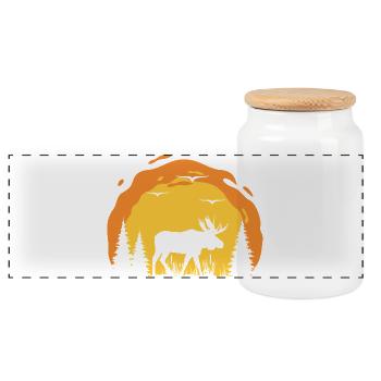 Silhouette d’orignal dans la forêt du coucher du soleil - Boîte à biscuits avec couvercle en bois - blanc - Devant