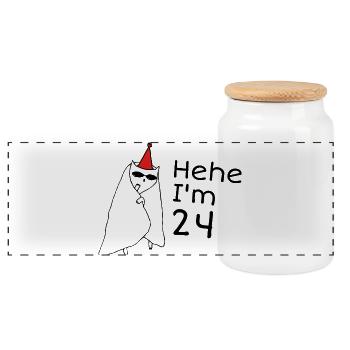24-jähriges Jubiläum – 24-jähriges Jubiläumsgeschenk - Panorama Keksdose mit Holzdeckel - Weiß - Vorne