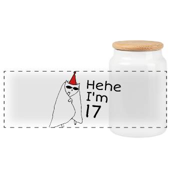17 ans anniversaire - Cadeau 17e anniversaire - Boîte à biscuits avec couvercle en bois - blanc - Devant