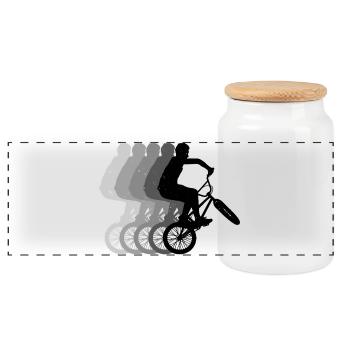 Cycliste rétro des années 80 de BMX - Boîte à biscuits avec couvercle en bois - blanc - Devant