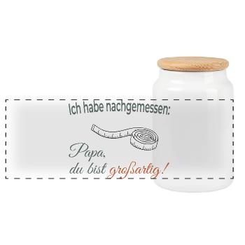 I measured – Dad, you're great! - Panoramic Cookie Jar with Wooden Lid - white - Front