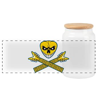 Crâne de médiator et guitares croisées - Boîte à biscuits avec couvercle en bois - blanc - Devant