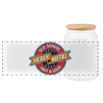Old School Heavy Metal Badge - Boîte à biscuits avec couvercle en bois - blanc - Devant