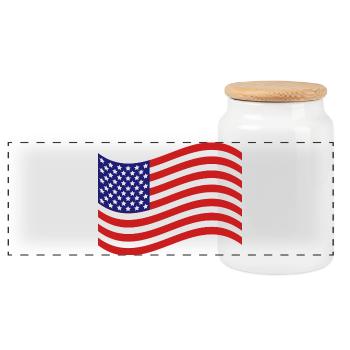 United States flag - Panoramic Cookie Jar with Wooden Lid - white - Front
