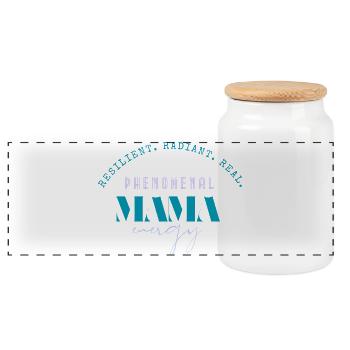 T-shirt énergétique Mama phénoménal - Boîte à biscuits avec couvercle en bois - blanc - Devant
