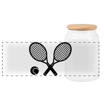 Raquette de tennis - Boîte à biscuits avec couvercle en bois - blanc - Devant