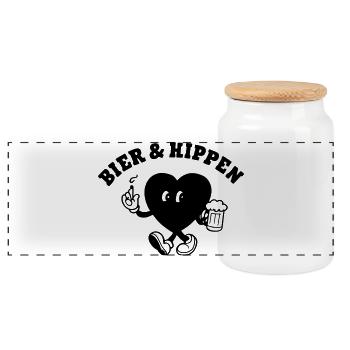 Bier und Kippen - Panorama Keksdose mit Holzdeckel - Weiß - Vorne
