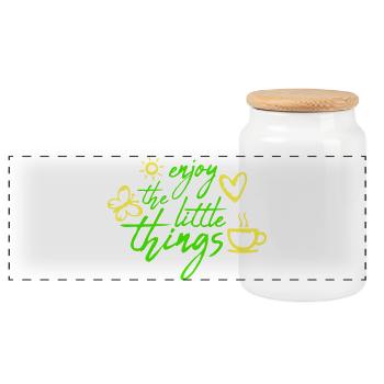 Enjoy The Little Things Gratitude Mindfulness - Panoramic Cookie Jar with Wooden Lid - white - Front