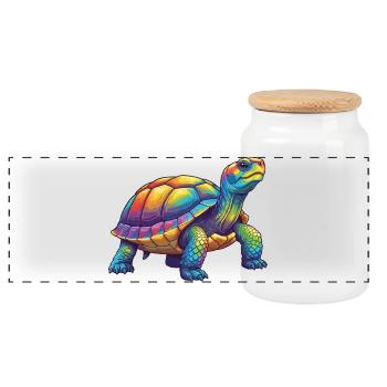 Aquarelle colorée Turtle Rainbow Pop Art - Boîte à biscuits avec couvercle en bois - blanc - Devant