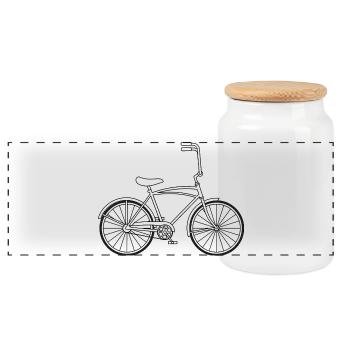 Bonanza Cult Bike – Silhouette rétro - Boîte à biscuits avec couvercle en bois - blanc - Devant