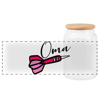 Darts Darts Grandma - Panoramic Cookie Jar with Wooden Lid - white - Front