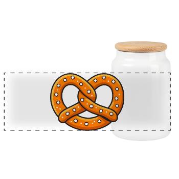 Illustration de bretzels orange - Boîte à biscuits avec couvercle en bois - blanc - Devant