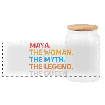 Maya La Femme Le Mythe La Légende La Reine - Boîte à biscuits avec couvercle en bois - blanc - Devant
