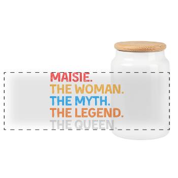 Maisie The Woman The Myth The Legend The Queen - Panoramic Cookie Jar with Wooden Lid - white - Front