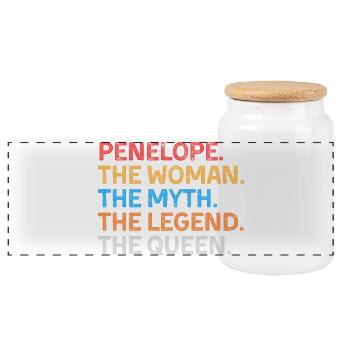 Penelope The Woman The Myth The Legend The Queen - Panorama Keksdose mit Holzdeckel - Weiß - Vorne