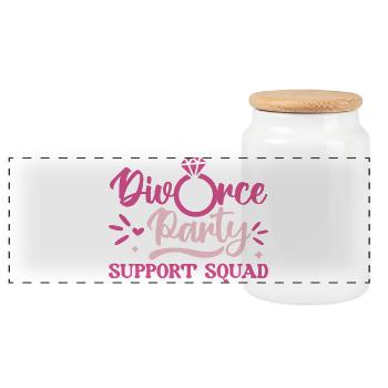 Divorce Party Girlfriends Breakup Divorced Couple - Panoramic Cookie Jar with Wooden Lid - white - Front