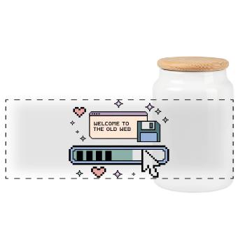 Welcome To The Old Web Retro Internet - Panoramic Cookie Jar with Wooden Lid - white - Front