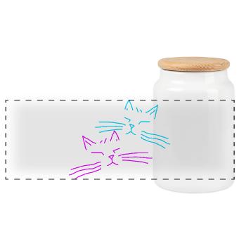 Katze Katzen Retro Vintage Party  - Panorama Keksdose mit Holzdeckel - Weiß - Vorne