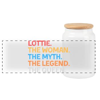 Lottie Die Frau Der Mythos Die Legende Die Königin - Panorama Keksdose mit Holzdeckel - Weiß - Vorne