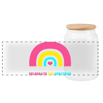 Autism Brain Autistic Asperger Neurodiversity - Panoramic Cookie Jar with Wooden Lid - white - Front