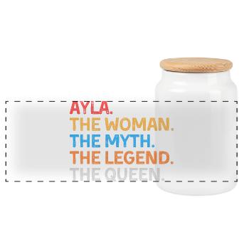 Ayla la Femme Le Mythe La Légende La Reine - Boîte à biscuits avec couvercle en bois - blanc - Devant
