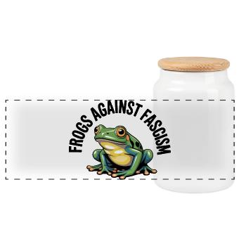 Frogs against Racism - USA Frog T-Shirt - Panoramic Cookie Jar with Wooden Lid - white - Front