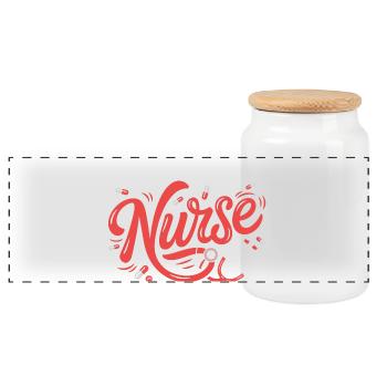 Registered caregiver motif stethoscope - Panoramic Cookie Jar with Wooden Lid - white - Front