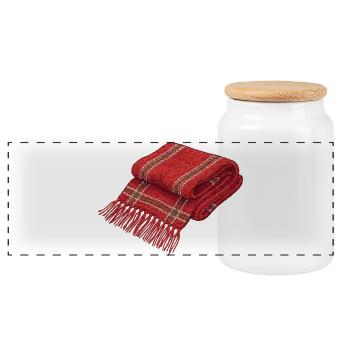 Christmas scarf in embroidered look (printed) - Panoramic Cookie Jar with Wooden Lid - white - Front