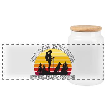 Hiking Buddies - Nature Peace Freedom - Panoramic Cookie Jar with Wooden Lid - white - Front