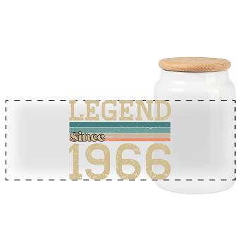 Legende seit 1966 Jubiläum 1966 - Panorama Keksdose mit Holzdeckel - Weiß - Vorne