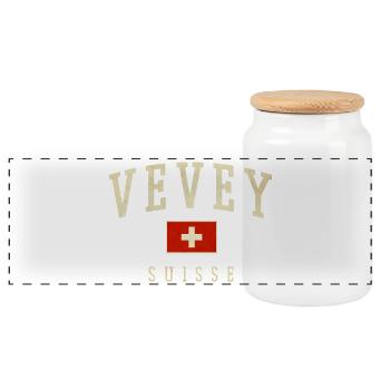 Vevey – Swiss identity from the canton of Vaud - Panoramic Cookie Jar with Wooden Lid - white - Front