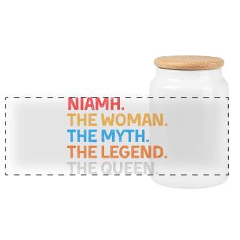 Niamh Die Frau Der Mythos Die Legende Die Königin - Panorama Keksdose mit Holzdeckel - Weiß - Vorne