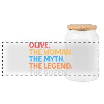 Olive la Femme Le Mythe La Légende La Reine - Boîte à biscuits avec couvercle en bois - blanc - Devant