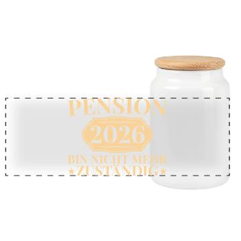 Adieu de pension 2026 Don de collègue retraité - Boîte à biscuits avec couvercle en bois - blanc - Devant