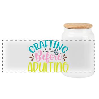 Artisanat avant l’adulte - Boîte à biscuits avec couvercle en bois - blanc - Devant