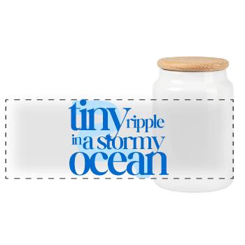 Tiny ripple in a stormy ocean (blue background) - Panorama Keksdose mit Holzdeckel - Weiß - Vorne